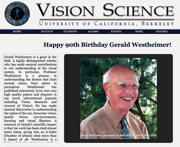 Happy 90th birthday Gerald Westheimer