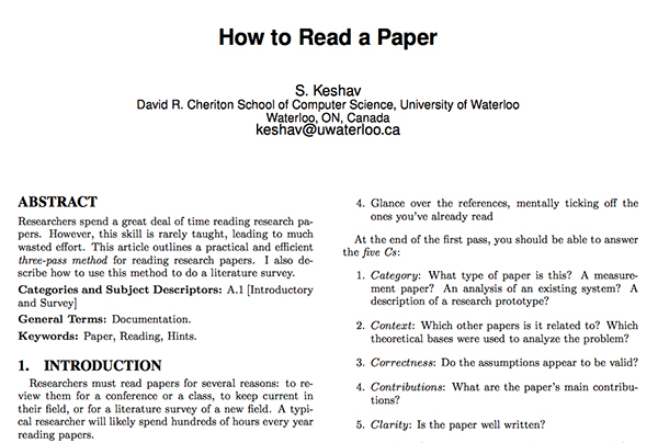 How to Read a paper